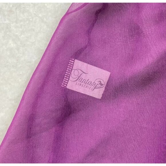 Fantasy Lingerie Y2K Purple Sheer Lace Babydoll Chemise Slip Dress Size Large - Picture 4 of 7